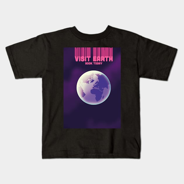 Visit Earth Space Art Kids T-Shirt by nickemporium1